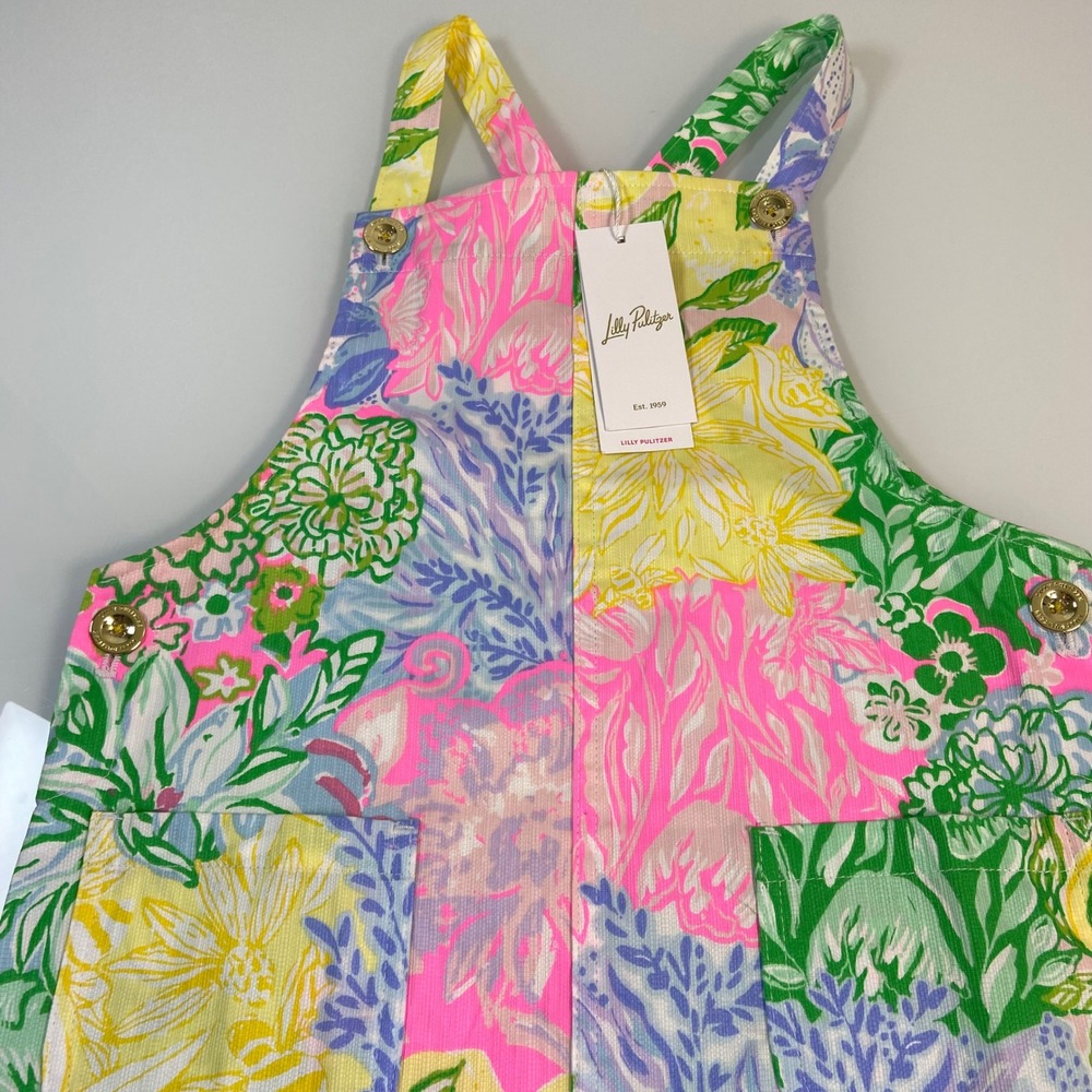 Lilly Pulitzer Girls 12 Multi Varney Overall Dress NWT Floral Patchwork Preppy